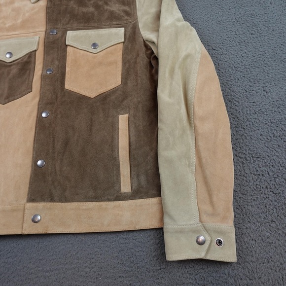 Todd Snyder Dylan Jacket Mens Medium Brown Suede Western Colorblock Italy - Picture 2 of 13